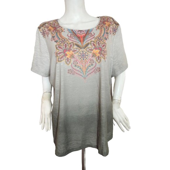 Allison Daley Tops - Allison Daley Women's Floral Top  Blouse Boho Plus Size 2X Light Green NWT (11)